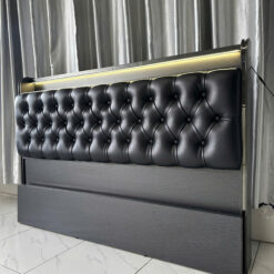 Giường ngủ xám tối, da tối MD-01 có LED