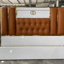 Giường ngủ trắng, da nâu MD-38 có LED